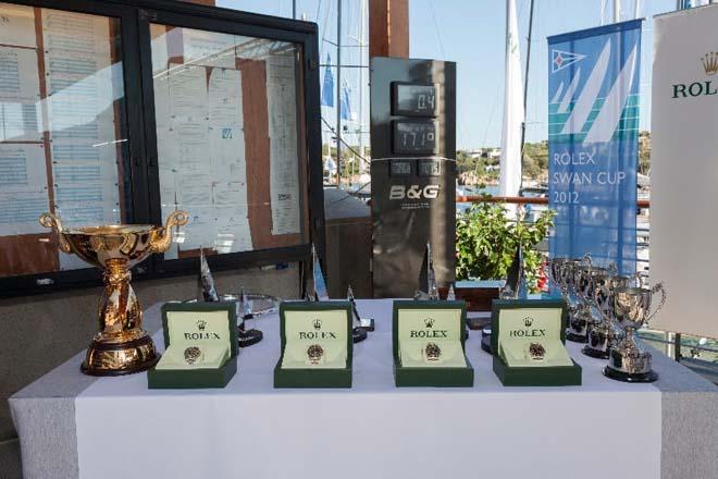 Rolex timepieces and trophies awarded at the final prizegiving of the 2012 Rolex Swan Cup ©  Nautor's Swan - Alberto Cocchi